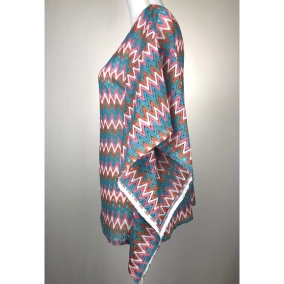 Chevron Poncho Knit top Blouse Size S/M - Picture 2 of 6